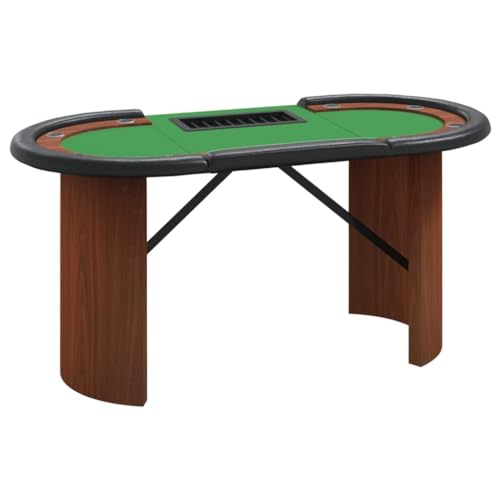 vidaXL Pokertisch, Spieltisch mit Chipablage Getränkehaltern, Klappbarer Poker Tisch in Casinoqualität, Casino Kartenspiel Tisch für 10 Spieler, Grün