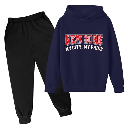Generisch Kinder Anzug Set Junge Jungen Langarm T-Shirt + Hosen 2-teiliges Bekleidungssets für Kinder 4-12 Jahre