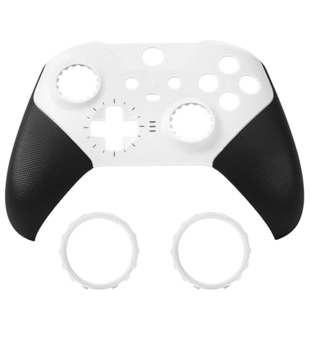 Ceozon Ersatz-Frontplattenabdeckung, Reparatur-Zubehör-Set für Xbox One Elite Controller Serie 2, inklusive Joystick-Ringen, Weiß