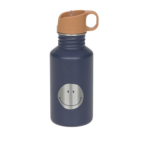 LÄSSIG Trinkflasche Edelstahlflasche BPA-frei 500ml Kinder Kita Kindergarten auslaufsicher mit Sporttrinkverschluss/Bottle Stainless Steel Little Gang Smile navy