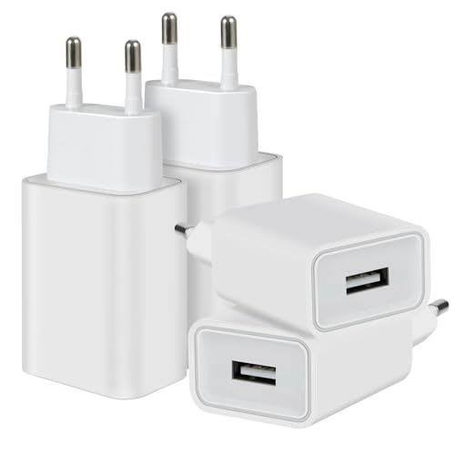 4 Pack 12W Ladegerät USB Netzteil Stecker Adapter, 2.4A/5V Ladestecker USB Netzstecker Steckdose Kompatibel mit iPhone Samsung Huawei Xiaomi Oppo