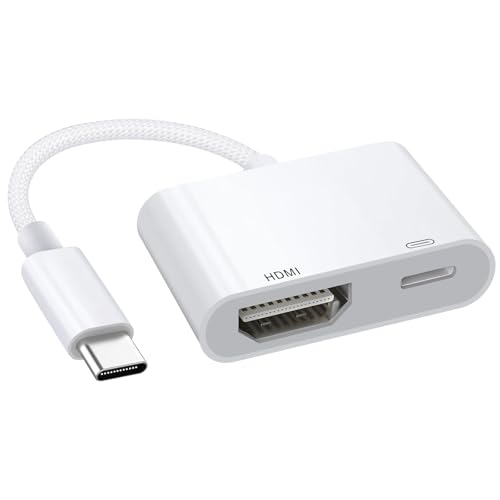 USB C auf HDMI Adapter, USB-C auf HDMI Adapter 4K, Typ-C auf HDMI Adapter, 4K HD Video und Audio Sync Bildschirmkonverter, USB C HDMI Digital AV Adapter für i-Phone 16/15/iPad/Tablet/Laptop/Handy
