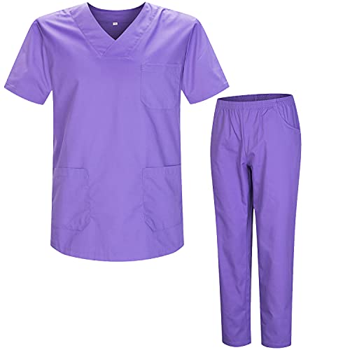 MISEMIYA - Unisex-Schrubb-Set - Medizinische Uniform mit Oberteil und Hose ref.8178 - Medium, Flieder 21