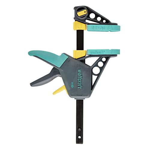 wolfcraft EHZ 100-150 Einhandzwinge PRO 3030000 / Kraftvolle Zwinge zum professionellen Spannen von Werkstücken mit nur einer Hand/Spannkraft: 120 kg - Spannweite: 150 mm