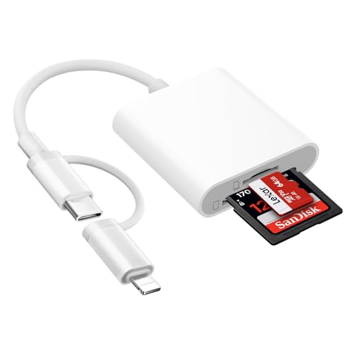 SD Kartenleser für iPhone, Speicher SD Kartenleser für iPhone SD Kartenleser USB C SD/MicroSD Card Reader-Plug-and-Play, SD Karten Adapter für iPhone Typ C Kartenleser für iPhone15/iPad/MacBook/Laptop