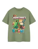Minecraft Grünes Grafik-T-Shirt für Jungen | Klassisches Videospiel-Themen-Top Charakteren | Boom TNT Rundhals-Shirt | Freizeitkleidung mit kurzen Ärmeln zum Anziehen