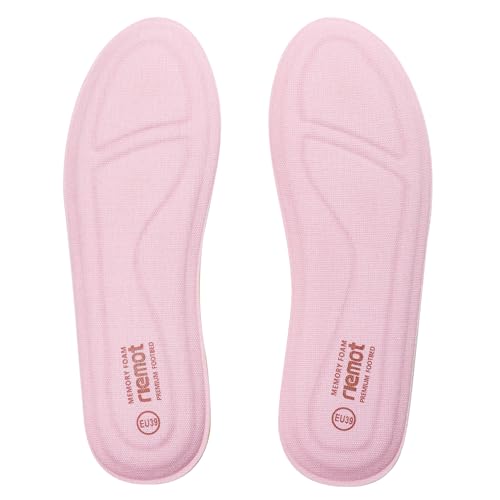 riemot Memory Foam Einlegesohlen für Damen - Soft Foam Schuheinlagen Weiche Einlagen für Sneaker, Laufschuhe, Wanderschuhe - für Sport, Freizeit und Alltag, Damen Pink 39 EU