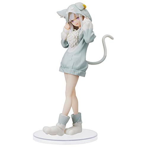 IOSCDH Emili-a Figuren Statue,Re Zero Figuren- Starting Life in Another World, Anime Figuren, 8.2inch Anime-Kollektion,Puppe Desktop-Ornamente,Katzenfrau,Geschenke für Anime-Fans, Kinder(Stehend)