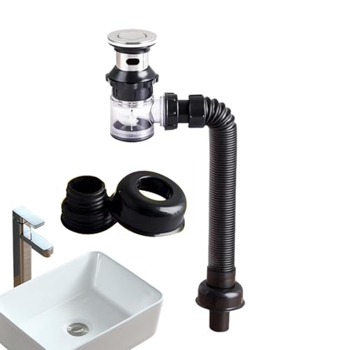 Abflussrohr Waschbecken – Geruchsneutrales Rohrsystem Badezimmerwaschbecken Küchenwaschbecken | Langlebiges flexibles Abflussrohr-Sanitärzubehör Gesichtsreinigung, Duschräume öffentliche Toiletten