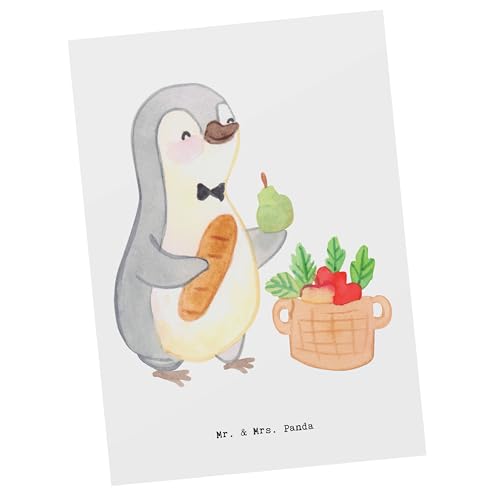 Mr. & Mrs. Panda Postkarte Obsthändler Herz - Geschenk, Ansichtskarten, Obstplantage, Firma, Einladungskarte, Einladung Geburtstag, Geschenkkarte,