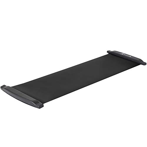 ProsourceFit Slide Board Mat for Exercise 6’ with End Stops, Booties & Carrying Bag for Low-Impact Indoor Home Workouts and Sports Training, Schwarz