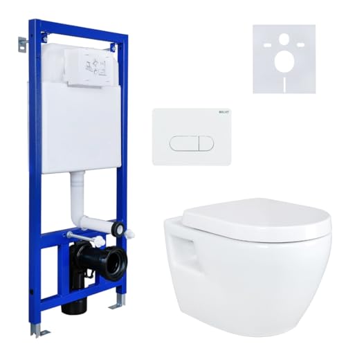 Aloni Wand/Hänge WC Toilette Softclose-Deckel Vorwandelement Betätigungsplatte