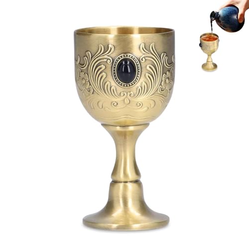 Mittelalterlicher Kelch, Kelch Arthur, Weinkelch aus Messing, Messing Vintage Kelch, Edler Becher Mittelalterlicher Kelch Der Heilige Gral Kelch Vintage Weinglas Der Goldene Schöner Weinbecher für Bar