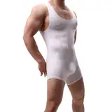 Juflam Herren Modal Baumwolle Einteiliger Bodysuit Wrestling Singlet Athletische Leotard Unterwäsche Gym Sportswear Unterhemd (weiß, M)