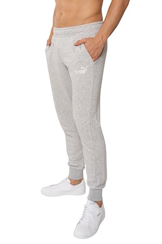 PUMA Jogginghose Herren, Trainingshose lang, Sporthose, Baumwolle, Statement Deluxe Edition, Regular Fit, Grau, Größe L