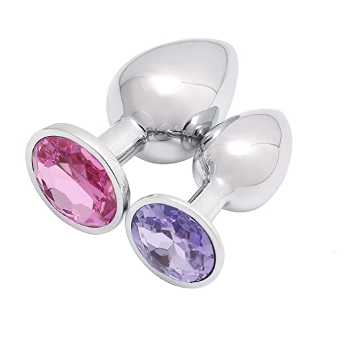Metallischer Po-Analtrainer Juwel-Buttplug-Set S&M Frau Mann für Anfänger mittel/klein 2-teiliges Set