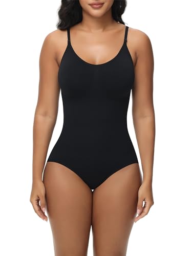 Breampot Shapewear Damen Bauchweg Bodysuit Formender Vielseitige Body Shper Frauen atmungsaktiven Materialien mit Verstellbarer Schultergurt (XXL/3XL, Hüften Umwickeln-Schwarz)