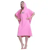 X-Labor Unisex Badeponcho Strandtuch Mikrofaser Schnelltrockend Bademantel Poncho mit Kapuzen Duschtuch Handtuch Schwimmen Surfing Strand Tauchen Badeort (OneSize, A-Rosa)