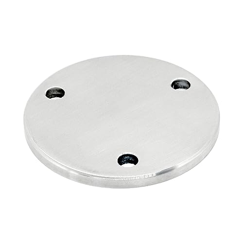 PRIOstahl Ankerplatte Ronde Platte Bodenplatte Flansch mit 3-Loch Bohrung x 1 Stück Größe: 85 mm x 6 mm Befestigung für Rohre zum Schweißen Handlauf Geländerbau Rostfrei aus Edelstahl V2A