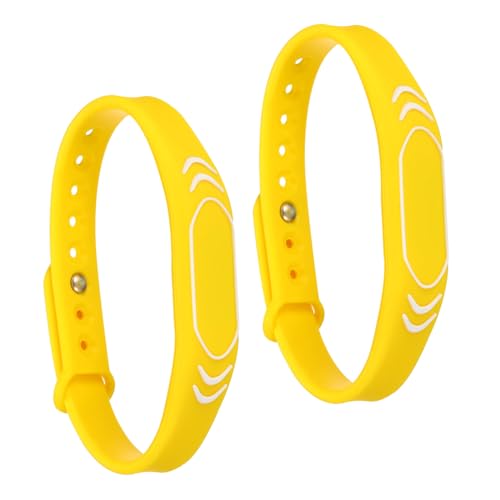 PATIKIL RFID Silikon Armbänder 2 Pack 13.56MHZ IC Karte Armband Wasserdicht Ausweis Armbänder Zugang Kontrolle für Schwimmbad Badezentrum Gelb