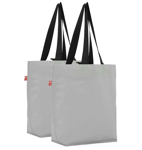 BikeZac 2.0 von COBAGS | FAHRRADTASCHE Clip-On EINKAUFS-Tasche | Fahrrad-Einkaufstasche | Gepäckträger-Tasche | Einkaufswagen Tasche | Wiederverwendbar | Recycling-Tasche (Cobags Simply Grey 2X)