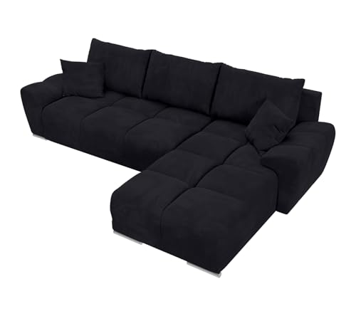 BROMARKT NUBES Ecksofa - Eckcouch mit Schlaffunktion und Bettkasten - Wohnzimmer Couch - - Sofa L Form - Bettsofa - Möbel - Big - 294x184 cm - Graphit