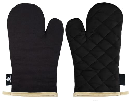 Ofenhandschuhe Fire Stone, Schwarz, 17x29 cm, 1 Paar, PSA-Kategorie II bis 250°C hitzebeständig, geprüftes und zertifiziertes Produkt