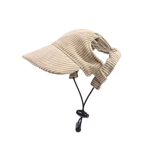 Hunde Baseballmütze, Verstellbar Sommer Sonnenschutz Hut Sonnenhüte mit Ohrlöchern, Haustier Sommer Hut für Welpen Hunde Mütze (Khaki, S)