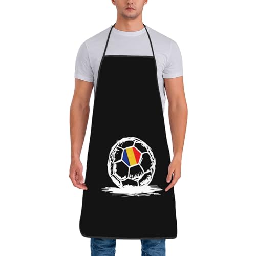 Unisex Schürze, Rumänische Flagge Auf Fußball, Latzschürze Premium Küchenschürze, Kochschürze, Küche, Gastronomie