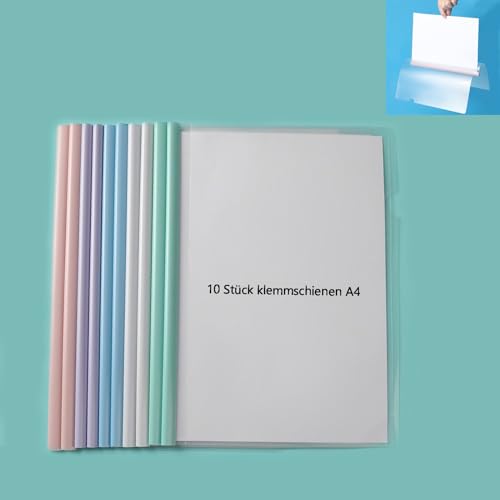 10 Stück Heftumschlag a4 Transparent, Klemmschienen A4 Durchsichtig, Klemmhefter A4 Klemmbinder PP Kunststoff, Bewerbungsmappen