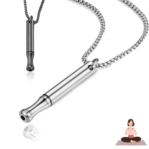 2 Stück Rauchentwöhnung Hilfsmitte,V2 Halskette Rauchfrei Original,Atemkette Raucherentwöhnung Hilfsmittel,Rauchfrei Kette mit Pfeife,Angst Atemhalskette mit Widerstand,Gegen Rauchen Aufhören Necklace