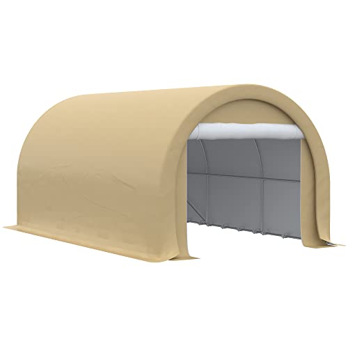 Outsunny Zelt Garage Carport ABM. 5L x 3l x 2,4H m robuster verzinkter Stahl PE hohe Dichte 190 g/m² wasserdicht UV-beständig beige