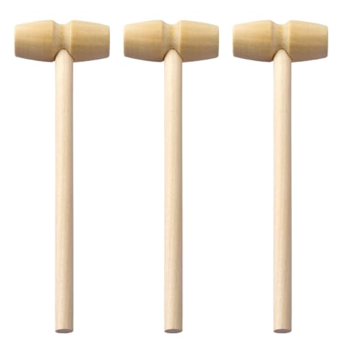 RDNKVB Holzwerkzeuge Hämmern,Holz Krabben Hammer,Mini Holz Hammer,Krabben Hummer Schlägel,Hammer Schlagen Spielzeug,DIY Kleine Malerei Hammer Spielzeug für Kinder 3 Stück