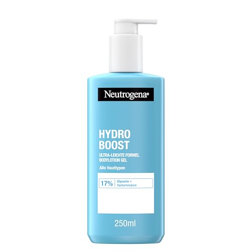 Neutrogena Hydro Boost Bodylotion Gel, ultra-leichte Formel für geschmeidige Haut, feuchtigkeitsspendende Körperlotion mit 17% Glycerin + Hyaluronsäure, Körpercreme-Gel für alle Hauttypen (250 ml)