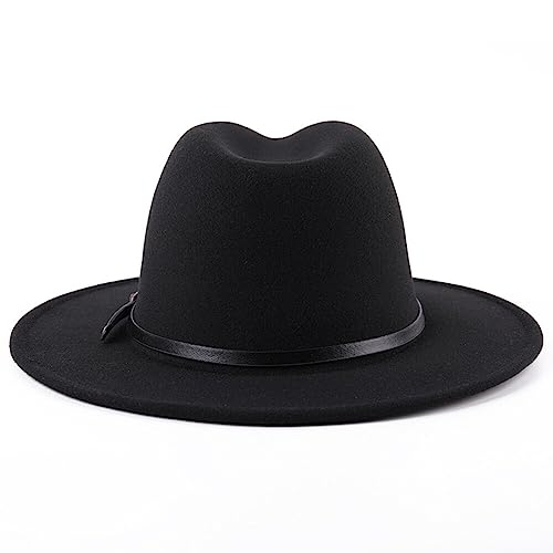 ericotry Klassischer Fedora-Hut mit Gürtelschnalle, breiter Krempe, Kirchenhut, Derby-Kappe, Jazz-Mütze, Trilby-Kappen für Männer und Frauen, Hochzeit, Party, Talent, Show