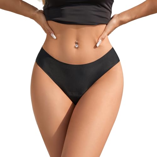 SHARICCA Saugstark Menstruation Bikini Badehose Schwimmen Weich Bequem Perioden Bikinistil Tanga Klassisch Brazilian Nahtlos Slip Damen Badehose(Schwarz-1P01-New-N1,M-1)
