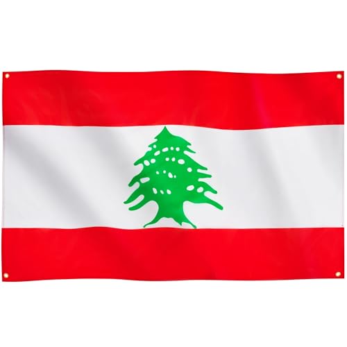 Runesol Libanon Flagge, 91x152cm, 4 Ösen, eine in jeder Ecke, Libanesische Republik, Phönizien, Lebnen, Premium-Flaggen für drinnen und draußen, Fahne, lebendige Farben, Fest der Verkündigung