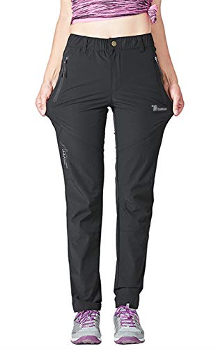 donhobo Damen Outdoorhose Winddicht Wasserdicht Wanderhose Sommer Schnell Trockend Camping Funktionshose Trekkinghose (Schwarz,XL)
