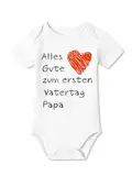 BesserBay Baby Unisex Strampler Kurzarm Alles Gute zum ersten Vatertag Weiß Vatertagsgeschenk Body 0-3 Monate