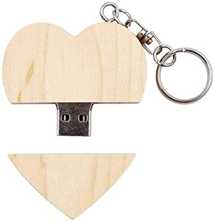 Personalisiert USB Stick Holz mit Gravur Namen massiv Herz Liebe Hochzeit Wunschtext Wunschgravur Speicherstick Flash Drive (32GB 2.0, Ohne Gravur, Ahorn)