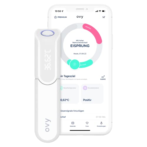 Ovy® Bluetooth Basalthermometer mit EU-zertifizierter Ovy App zur hormonfreien Verhütung und bei Kinderwunsch | Eisprung-Messgerät zur Berechnung fruchtbarer Tage