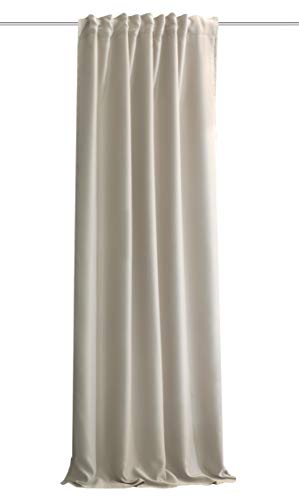 HOMEbasics | Akustikvorhang Uni | ACUSTICO | Lärm-, Hitze-, Kälte- und Zugluft-Schutz + abdunkelnd | Natur | 245 x 135 cm