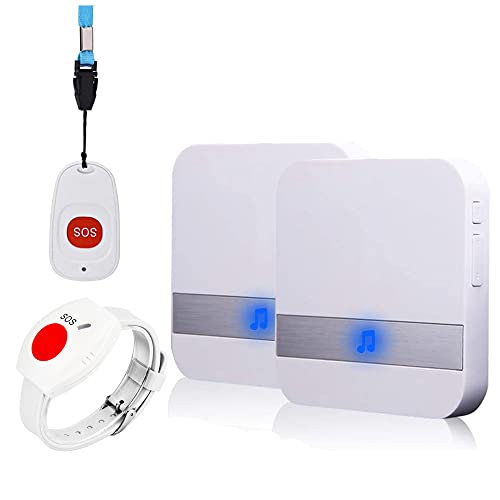 ALEENFOON Haus Wireless Mobiler Alarm Notruf Knopf Notrufknopf für Senioren Plug-in-Version Hausnotruf Panikalarm Funkalarm für Pflegebedürftige Geduldig Älterer Mann (2 zu 2)