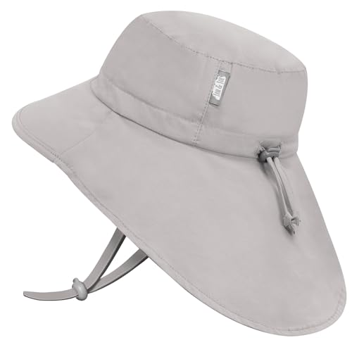 Jan & Jul Jungen und Mädchen Baumwoll-Sonnenhut mit Nackenschutz, 50+ UPF für Babys und Kleinkinder (M: 6-24 Monate, Ash Grey)
