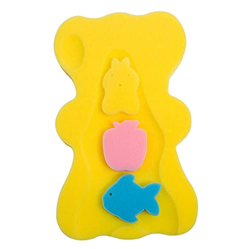 HomeDecTime Baby Bad Schwamm für Baby-Badewanne, Baby-Badematte, Rutschfestes Kissen Wanne Schwammmatte - Gelb, 49x30x4cm