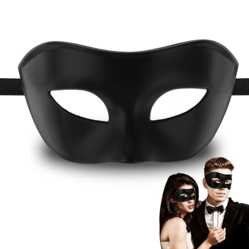 Gjinxi Venezianische Schwarz Maske Maskerade Party Augenmaske Damen Gesichtsmaske Elegante Herren Masken Kostüm mit Retro-Muster Klassische Zorrostyle Masken für Kostümball/Halloween/Party/Maskenball