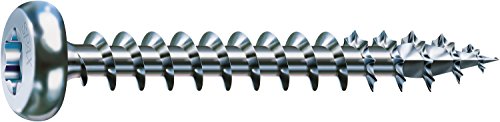 SPAX Universalschraube, 4,0 x 40 mm, 200 Stück, T-STAR plus, Halbrundkopf, Vollgewinde, 4CUT, WIROX A9J, 0201010400403, Blank Verzinkt