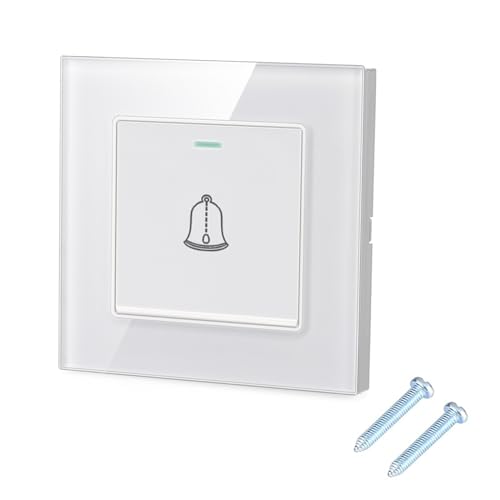 Klingeltaster, Türklingel Schalter Klingelknopf Außen Druckknopf Türklingel Schalter Türklingelschalter mit Schrauben 220~250V Klingeltaster Unterputzmontage Home (Weiß)