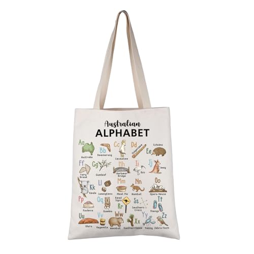 Pyoul Australien-Liebhaber, Geschenk, australisches Alphabet, Einkaufstasche, australische lokale Handtasche, Australien, Urlaub, Souvenir, Geschenk, Tragetasche mit australischem Alphabet, medium