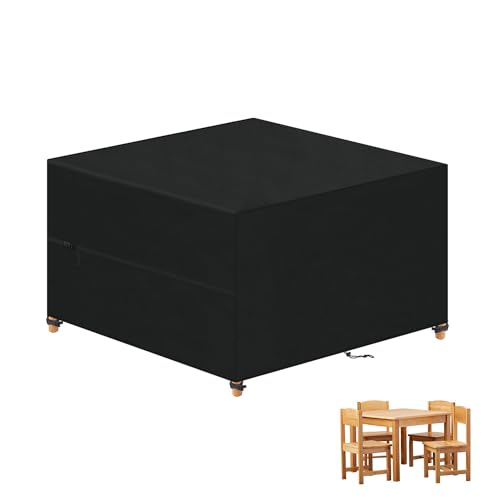 VANSHEIM Gartenmöbel Abdeckung Wasserdicht Schutzhülle Gartenmöbel Abdeckung für Tisch und Stühle Abdeckplane Gartenmöbel Abdeckhaube Gartenmöbel Winddicht Anti-UV 420D Oxford Gewebe 100x100x80cm